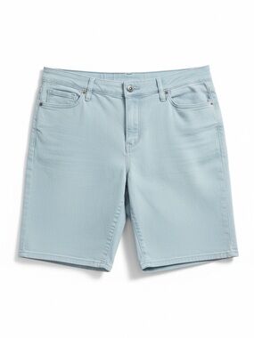 Womens Light Blue Denim Bermuda Shorts - Classic Five-Pocket